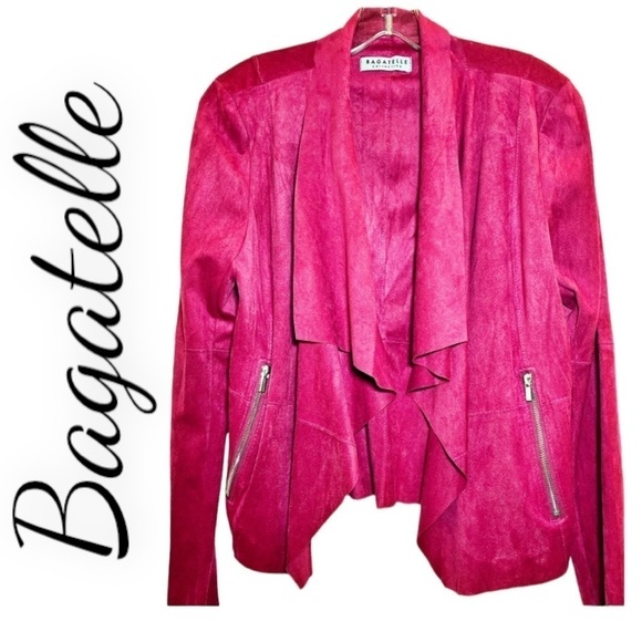 NWT BAGATELLE Faux Suede Open Moto Style Jacket, Size Large - Picture 8 of 9